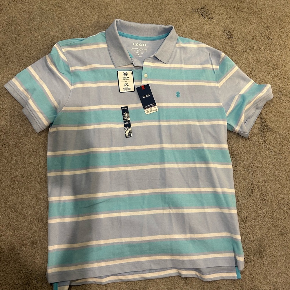 IZOD Men’s Striped Polo Shirt - Blue and White